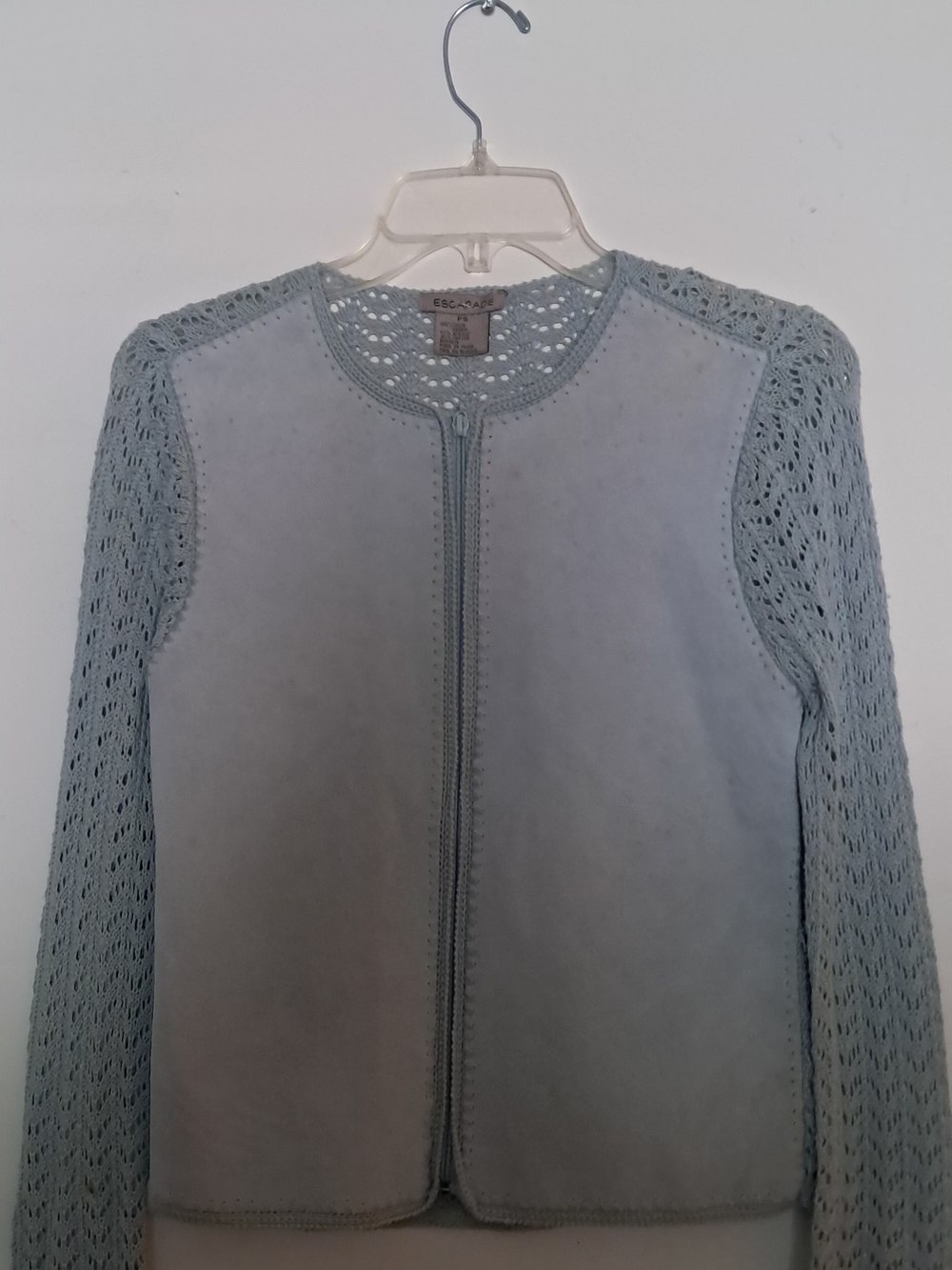 ESCADA Sport Light Blue Suede & Crochet Jacket
